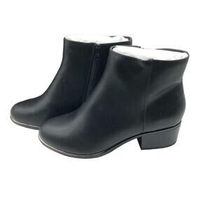 NWT Lane Bryant Women's Black Faux Leather Block Heel Ankle Boots Bootie…